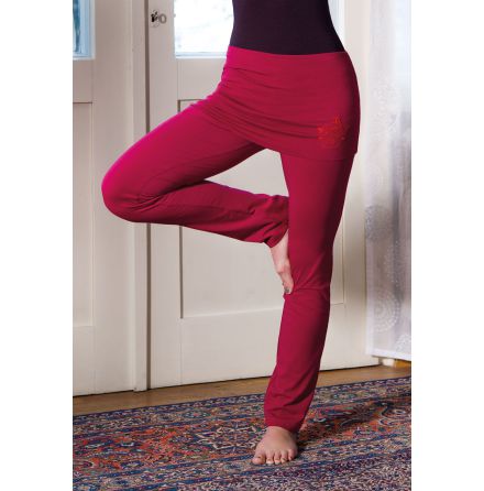 Yogapants with skirt Rose-red