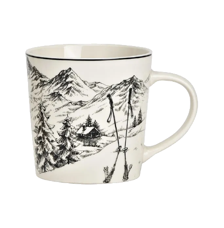 Mugg vinterfjll svart p vitt