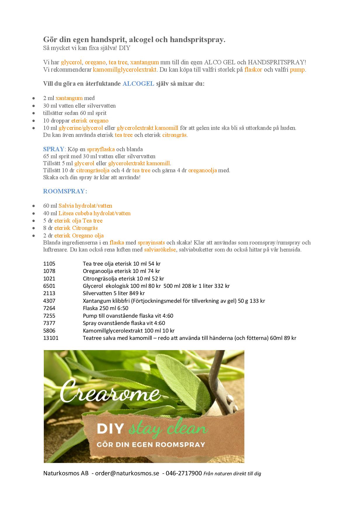 Roomspray Gör din egna roomspray - Naturkosmos konsument